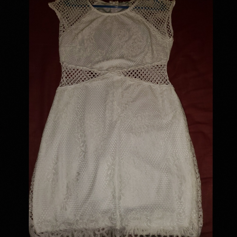 Charlotte Ruse, L, white lace dress